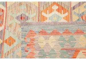 Tappeto Kilim Geometrico Azzurro Arancione 192x289 Cm