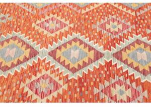 Tappeto Kilim Geometrico Arancione Azzurro 152x201 Cm