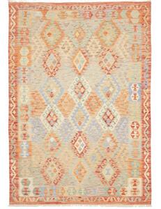 Tappeto Kilim Geometrico Arancione Beige 178x253 Cm