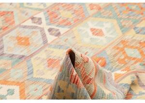 Tappeto Kilim Geometrico Azzurro Arancione 192x289 Cm