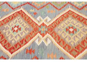 Tappeto Kilim Geometrico Avorio Blu 151x216 Cm