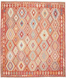 Tappeto Kilim Geometrico Rosso Mattone Multicolore 255x294 Cm