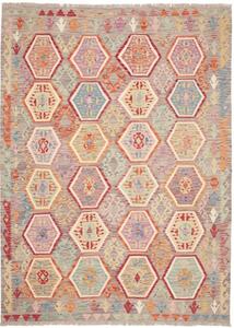 Tappeto Kilim Geometrico Grigio Multicolore 179x243 Cm