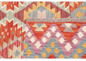 Tappeto Kilim Geometrico Arancione Azzurro 152x201 Cm
