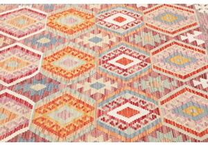 Tappeto Kilim Geometrico Rosso Beige 179x243 Cm