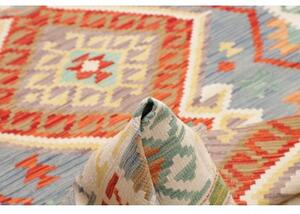 Tappeto Kilim Geometrico Avorio Blu 151x216 Cm
