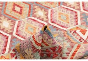 Tappeto Kilim Geometrico Rosso Beige 179x243 Cm