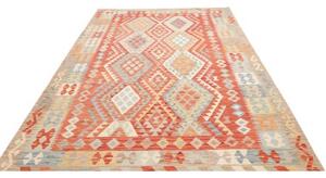 Tappeto Kilim Geometrico Mattone Arancione 209x298 Cm