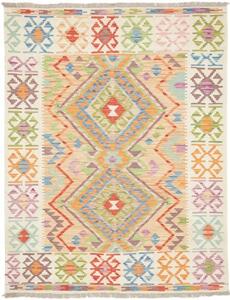 Tappeto Kilim Geometrico Beige Arancione 148x192 Cm