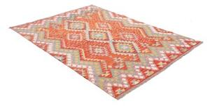 Tappeto Kilim Geometrico Arancione Azzurro 152x201 Cm