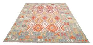 Tappeto Kilim Stilizzato Verde Salvia Arancione 180x250 Cm