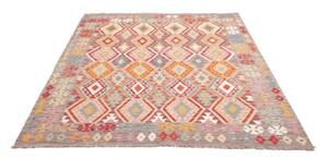 Tappeto Kilim Geometrico Rosso Beige 179x243 Cm