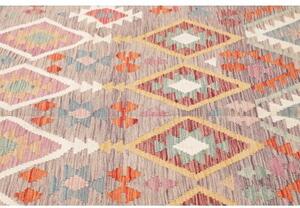 Tappeto Kilim Geometrico Grigio Tortora Multicolore 155x198 Cm