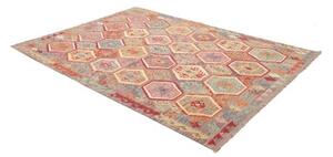 Tappeto Kilim Geometrico Grigio Multicolore 179x243 Cm