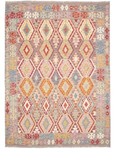 Tappeto Kilim Geometrico Rosso Beige 179x243 Cm