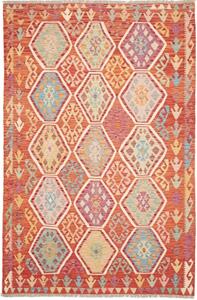 Tappeto Kilim Geometrico Rosso Multicolore 170x256 Cm