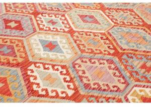 Tappeto Kilim Geometrico Rosso Mattone Multicolore 255x294 Cm