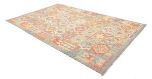 Tappeto Kilim Geometrico Azzurro Arancione 192x289 Cm