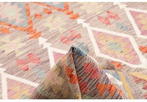 Tappeto Kilim Geometrico Grigio Tortora Multicolore 155x198 Cm