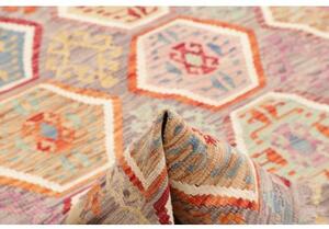 Tappeto Kilim Geometrico Grigio Multicolore 179x243 Cm