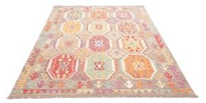 Tappeto Kilim Stilizzato Grigio Multicolore 174x247 Cm