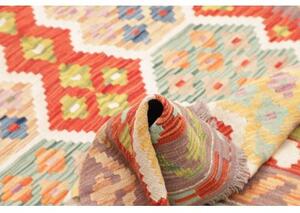 Tappeto Kilim Stilizzato Rosso Mattone Grigio Tortora 123x177 Cm