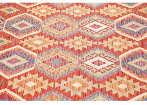 Tappeto Kilim Geometrico Rosso Beige 174x249 Cm
