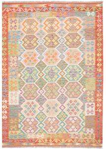 Tappeto Kilim Geometrico Arancione Beige 172x245 Cm