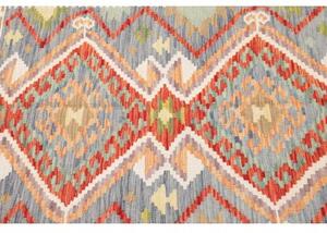 Tappeto Kilim Geometrico Avorio Azzurro 126x180 Cm