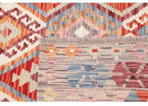 Tappeto Kilim Geometrico Rosso Mattone Blu Chiaro 180x250 Cm