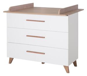 Cassettiera bassa per bambini in rovere con fasciatoio in bianco e naturale 110x98 cm - Roba