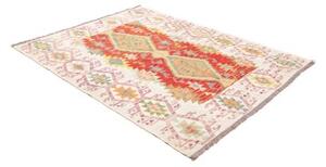 Tappeto Kilim Geometrico Avorio Rosso Mattone 150x200 Cm