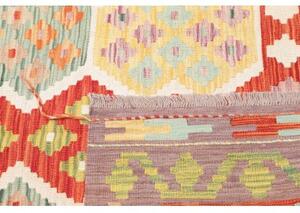 Tappeto Kilim Stilizzato Rosso Mattone Grigio Tortora 123x177 Cm