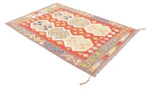 Tappeto Kilim Stilizzato Rosso Mattone Grigio Tortora 123x177 Cm