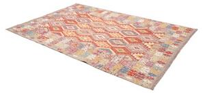 Tappeto Kilim Geometrico Rosso Beige 174x249 Cm