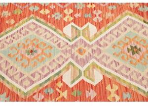 Tappeto Kilim Stilizzato Rosso Azzurro 123x170 Cm