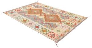 Tappeto Kilim Geometrico Avorio Azzurro 149x204 Cm