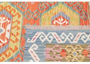 Tappeto Kilim Stilizzato Rosso Azzurro 125x173 Cm