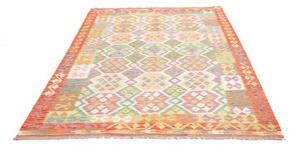 Tappeto Kilim Geometrico Arancione Beige 172x245 Cm