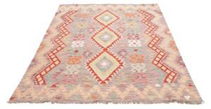 Tappeto Kilim Geometrico Grigio Tortora Arancione 152x210 Cm