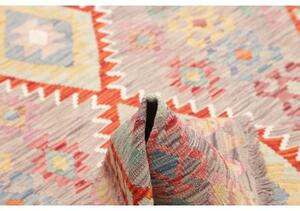 Tappeto Kilim Geometrico Grigio Tortora Arancione 152x210 Cm