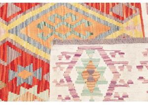 Tappeto Kilim Geometrico Avorio Rosso Mattone 150x200 Cm