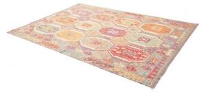 Tappeto Kilim Stilizzato Grigio Multicolore 174x247 Cm