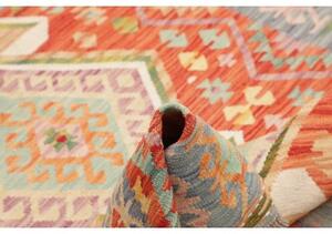 Tappeto Kilim Stilizzato Rosso Azzurro 123x170 Cm