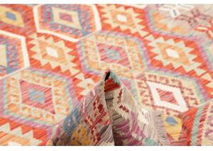 Tappeto Kilim Geometrico Rosso Beige 174x249 Cm