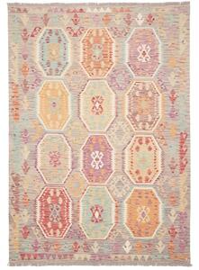 Tappeto Kilim Stilizzato Grigio Multicolore 174x247 Cm