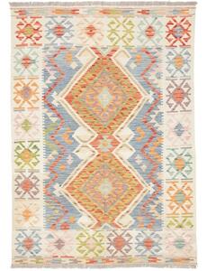 Tappeto Kilim Geometrico Avorio Azzurro 147x206 Cm