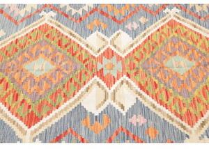 Tappeto Kilim Geometrico Avorio Azzurro 147x206 Cm