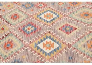Tappeto Kilim Geometrico Grigio Beige 152x195 Cm