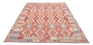 Tappeto Kilim Geometrico Rosso Mattone Blu Chiaro 180x250 Cm